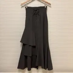 COCO DEAL アシメラッフルティアードスカート チャコール