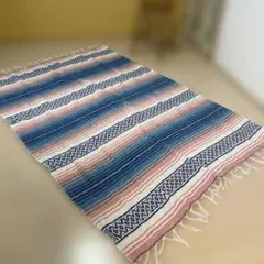 メキシカンラグ（ブルー&ピンク）