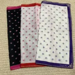 クリスチャンディオール 花柄 バラ柄 ハンカチ レディース 3枚セット