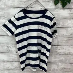 良品計画　無印良品　MUJI ボーダーTシャツ　紺　白　L送料無料