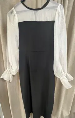 【美品】シースルー袖ブラックドレス