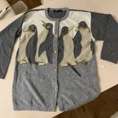 277)「パポタージュ」　ペンギン刺繍カーデガン　2L位