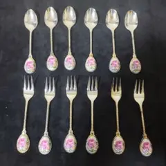 花柄装飾 カトラリーセット スプーン フォーク 12本セット