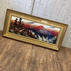 昭和レトロ 赤富士 富士山 立体画 夕焼け 古民家 日本家屋 日本画 絵画 美術