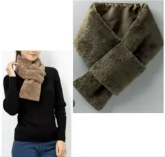 新品 マフラー レディース　ファー 毛 ブラウン あったかい ティペット