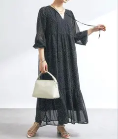【美品】 un dix cors 前後2WAYドットシフォンワンピース長袖
