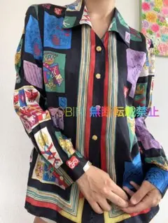 ジャンニヴェルサーチ シルク ブラウス チュニック 総柄 50 L アイボリー ジャンニヴェルサーチ シルク ブラウス チュニック 総柄 50 L