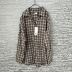 UNIQLO ユニクロ チェックシャツ グレー XL 長袖 タグ付き✨ブラウン