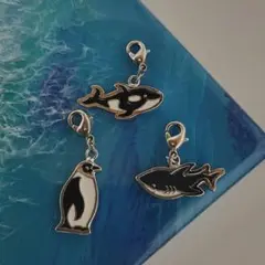 アニマル　チャーム　ペンギン　シャチ　サメ　セット