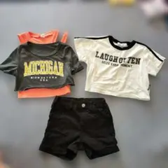 クロップド丈Tシャツ、インナー、パンツ4点セット