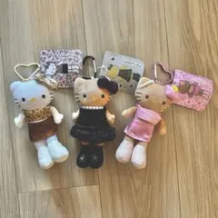 超激レア☆足長キティ　黒&金花サングラスぬいぐるみキーホルダー2点セット　非売品 超激レア☆足長キティ 黒&金花サングラスぬいぐるみキーホルダー2点