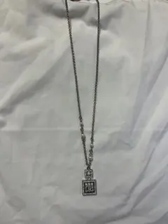 シャネル シルバー 二重スクエアペンダントネックレス