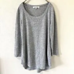 ローズオリーブ カットソー Uネック 長袖 杢柄 M 灰色 ニット デイリー