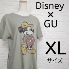 GU ディズニー ミッキー コラボ 半袖 Tシャツ XLサイズ グリーン