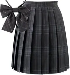 C-184 制服 スカート チェック Lサイズ 2点セット チャコールグレー