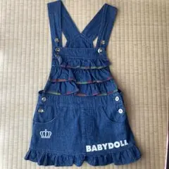 BABYDOLL フリル　デニムジャンバースカート100