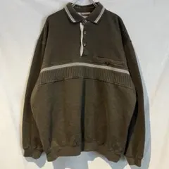 90s 00s usa古着 オリーブグリーン スウェット 襟付き L