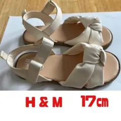 H&M キッズリボンサンダル アイボリー　EUR 28(17㎝)