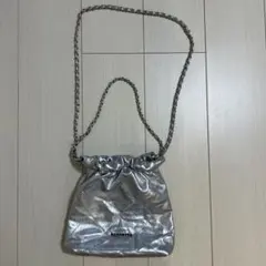 NOROMORO レディース　キルティング　巾着　シルバー　ショルダーバッグ