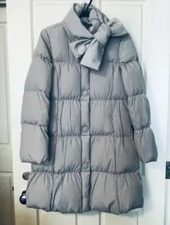 Max&Coマフラー付き Aラインロングダウンコートライトグレー