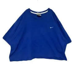 00s NIKE ナイキ リメイク クロップドTシャツ レディースL 青 ワイド