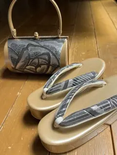 美品　厚底　草履バッグセット