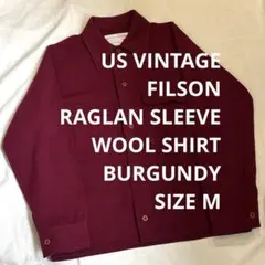 VINTAGE WOOL SHIRT US古着 ラグラン ウールシャツ M 短丈