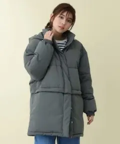 【美品】BEAMS HEART｜マルチウェイ撥水ダウンコート（カーキ）のサムネイル