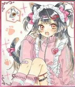 オリジナル手描きイラスト⭐︎猫耳ジャージメイド⭐︎中色紙⭐︎コピック⭐︎アナログ