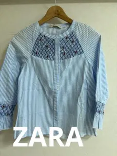 ZARA 刺繍ブラウス　衣替え　ストライプ