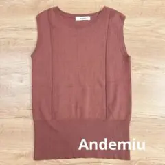 【Andemiu】ノースリーブニット テラコッタ ダスティピンクのサムネイル