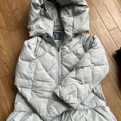 グレー フード付き キルティングダウンコート