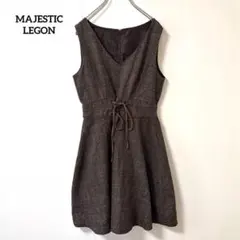 マジェスティックレゴン【M】ノースリーブワンピース チェック柄 リボン 裏地あり
