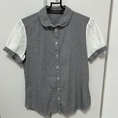 earth music&ecology ギンガムチェックシャツ 袖レースM