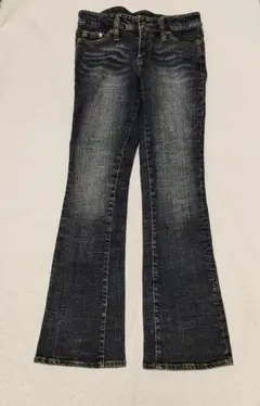 ダークブルーフレアデニムパンツ