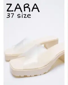 ZARA　ラバーフィニッシュヒールサンダル　37サイズ