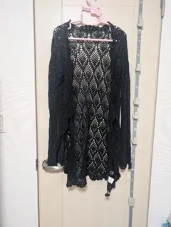 Rattan by 黒 レース編み カーディガン M
