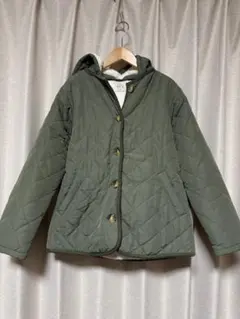 サマンサモスモス フード付き 裏ボア キルティングジャケット カーキ