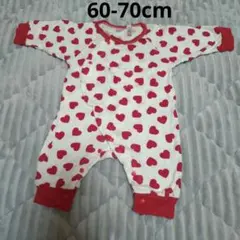 ✱美品✱ホワイトにハート柄ベビーロンパース 60-70cm