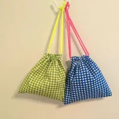 ハンドメイド　巾着袋　ギンガムチェック