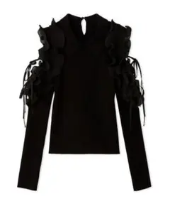 snidel プリーツフリルニットオーバー ブラック