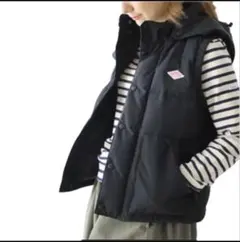 【DANTON】ダントン　ダウンベスト ネイビー　フード付きサイズ36 フェザー