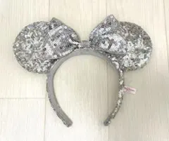 ディズニー カチューシャ スパンコール シルバー 銀 リボン