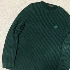 ●ハンティングワールド　クルーネック　ニット　セーター　刺繍ロゴ　グリーン　緑