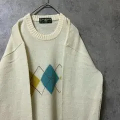 80s vintage 柄ニット　セーター　メンズ　L 古着　個性派　奇抜　Y3