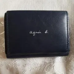 agnis b. 濃紺 三つ折り財布
