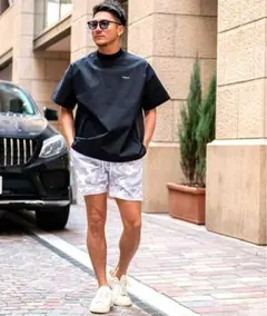 CavariA ホワイトカモフラージュ ショートパンツ Lのサムネイル