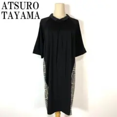 ATSURO TAYAMA 襟付きワンピース 総柄 ブラック 36 B6150のサムネイル