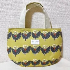 ハンドメイド タックトートバック 北欧柄 フラワーイエロー