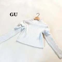 ジーユー GU リブ編みハイネックニット ショート丈 L アイボリー 長袖